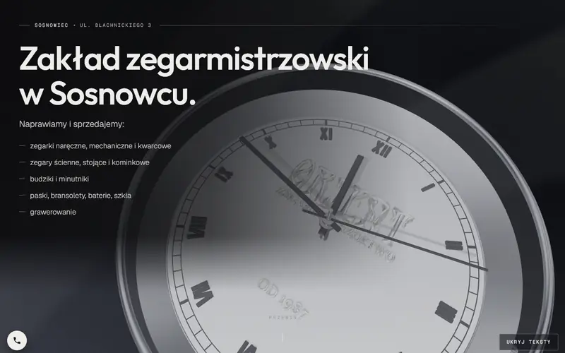 Strona Zakład zegarmistrzowski ORIENT — widok strony głównej